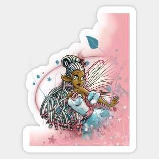 African American Fairy and Flowers Sticker